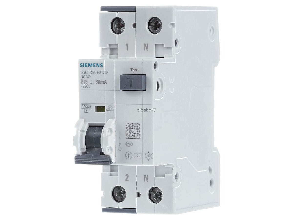 Siemens Residual Current Circuit Breaker 2-Pole 13A 230V (5SU1354-6KK13)