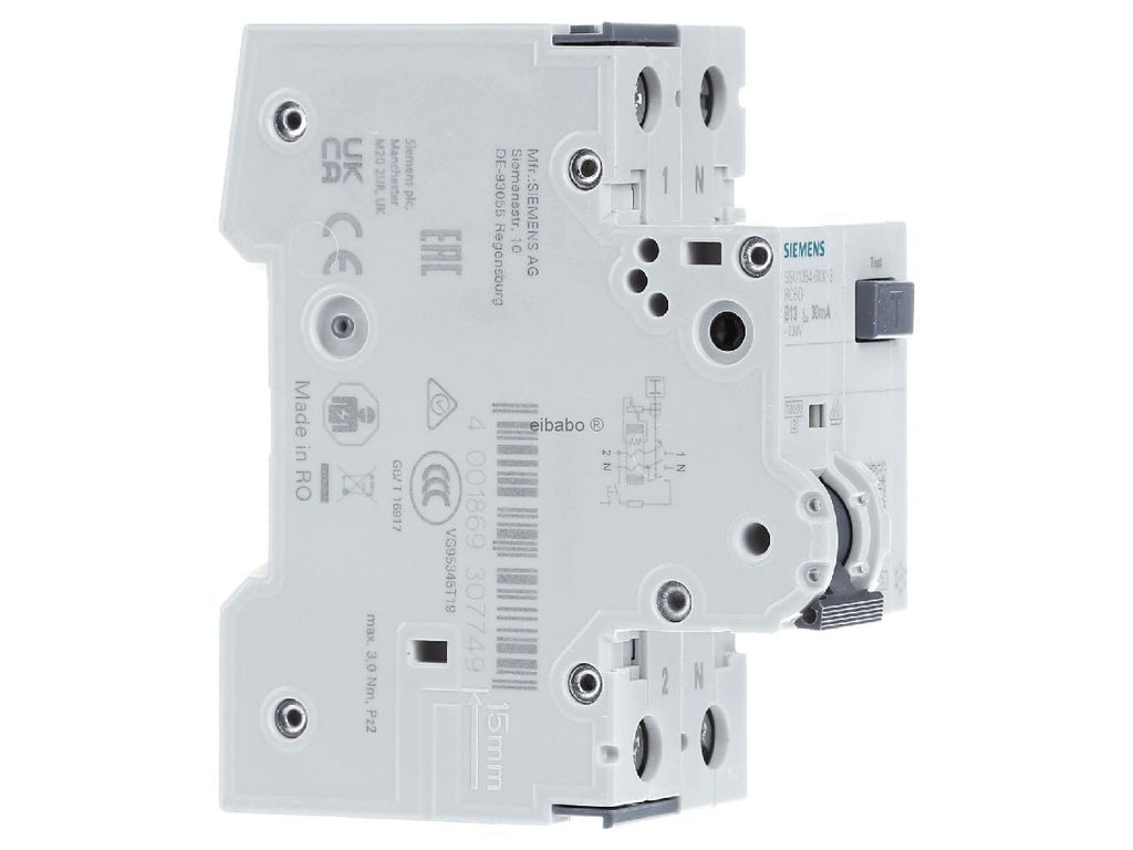 Siemens Residual Current Circuit Breaker 2-Pole 13A 230V (5SU1354-6KK13)