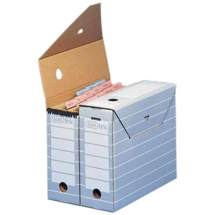 ELBA Tric Archive Box A4, 95 mm Wide, Grey-White, Sturdy Corrugated Cardboard
