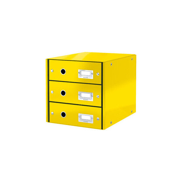Leitz Click & Store WOW - Cardboard Drawer Cabinet - 3 Drawers - Yellow - 286 x 282 x 358 mm