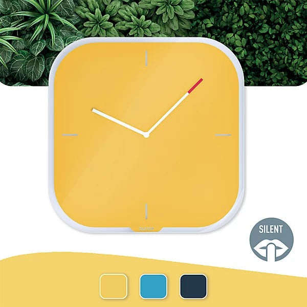 Leitz Cosy Silent Glass Wall Clock - Yellow - 90170019