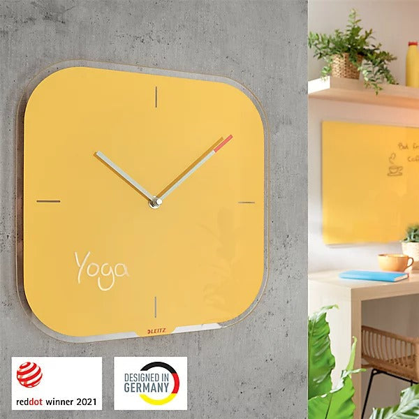 Leitz Cosy Silent Glass Wall Clock - Yellow - 90170019