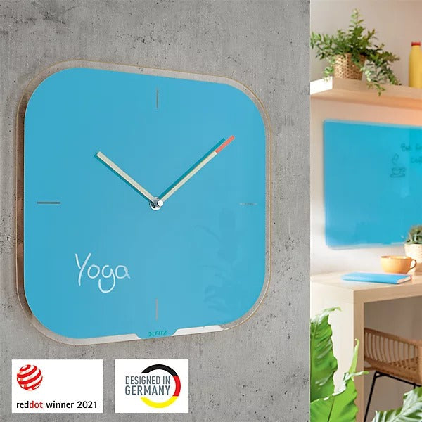 Leitz Cosy Silent Glass Wall Clock, Blue, 300 mm