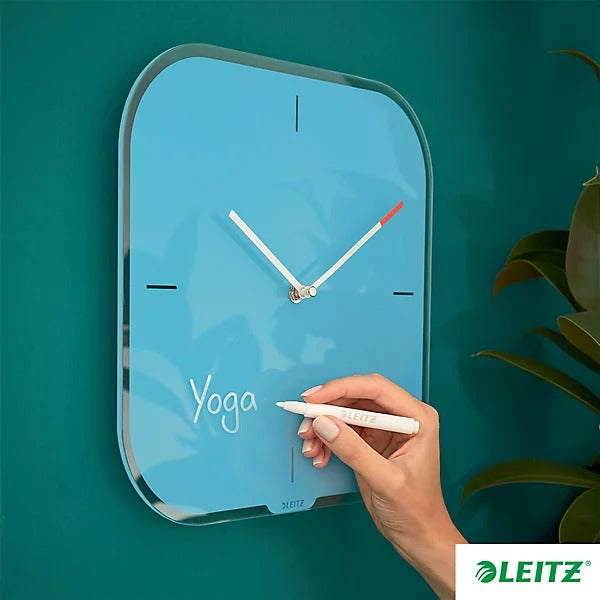Leitz Cosy Silent Glass Wall Clock, Blue, 300 mm