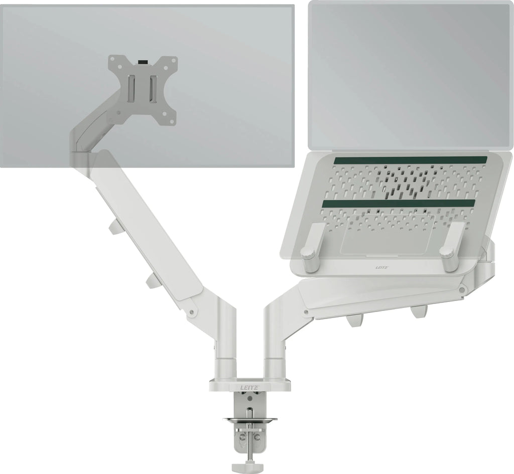 Esselte Leitz Laptop Monitor Mount Ergo 65380085 Light Grey for 1 Monitor and 1 Laptop