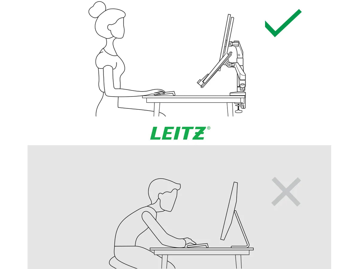 Esselte Leitz Laptop Monitor Mount Ergo 65380085 Light Grey for 1 Monitor and 1 Laptop