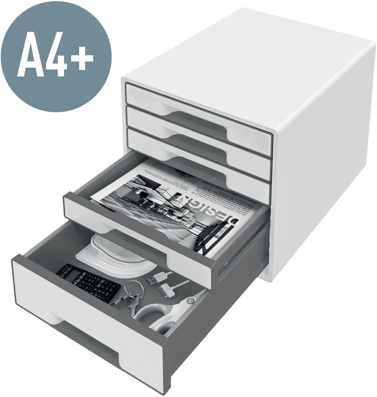 Leitz WOW CUBE - 5 Drawer - Red & White - Matte Finish - 270 mm x 287 mm (52142026)