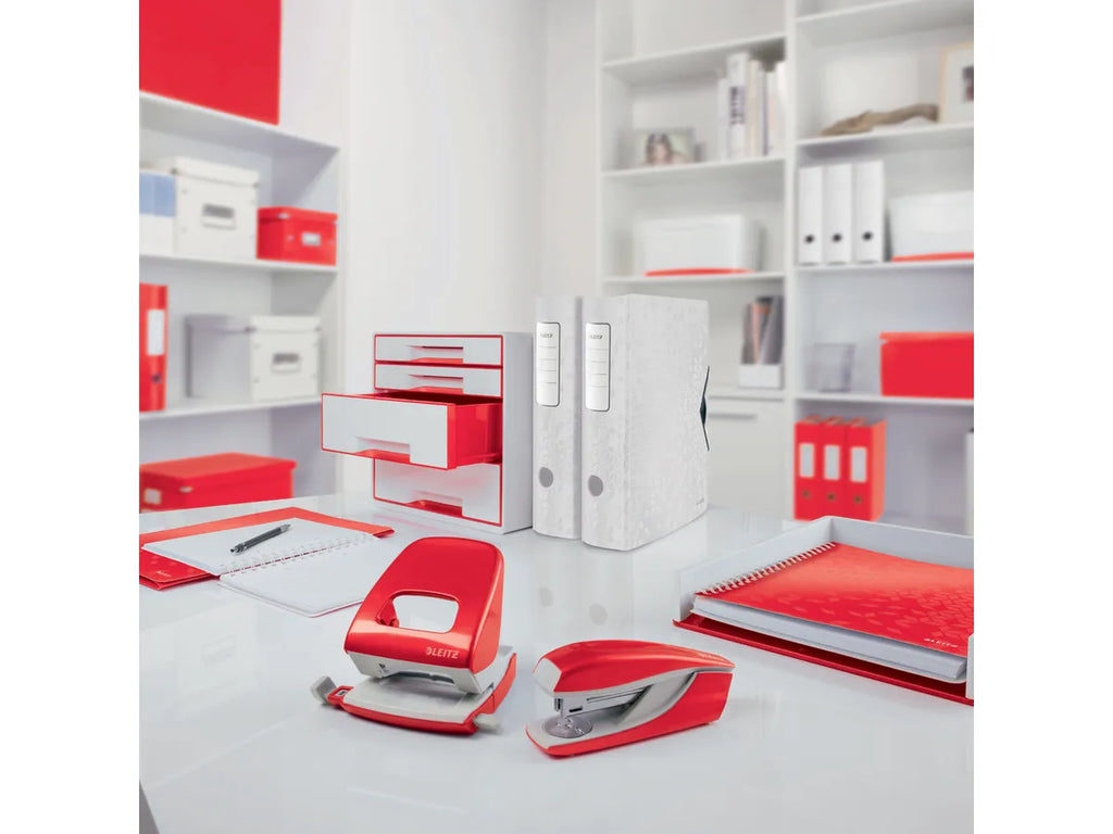 Leitz WOW CUBE - 5 Drawer - Red & White - Matte Finish - 270 mm x 287 mm (52142026)