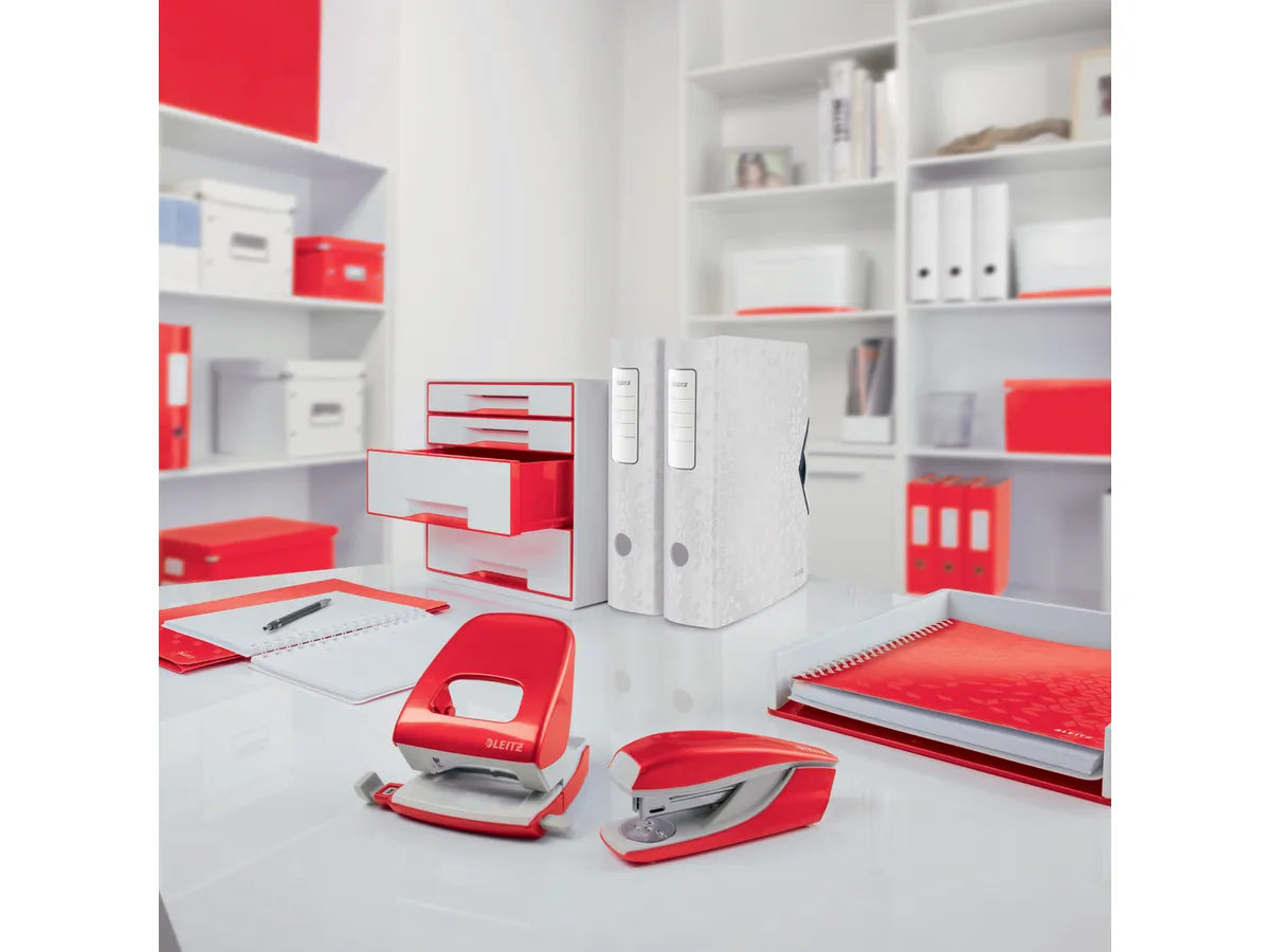 Leitz WOW CUBE - 5 Drawer - Red & White - Matte Finish - 270 mm x 287 mm (52142026)