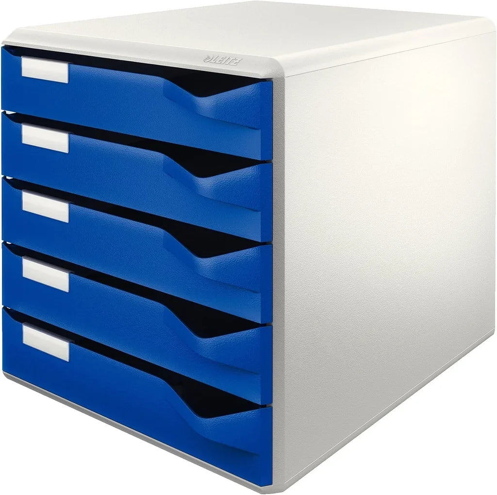 Esselte-Leitz Drawer Box Post Set 5 Drawers Light Grey/Blue for DIN A4 (5280-00-35)