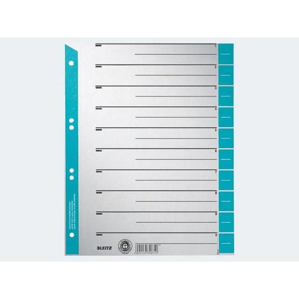 LEITZ Divider Sheets A4 Extra Wide Kraft Cardboard 230 g/m² Blue 10 Tabs (1652-00-30)