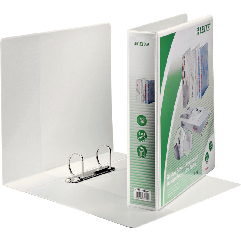 LEITZ Presentation Ring Binder A4 Extra Wide White 2 D-Ring Mechanism (4281-00-01)