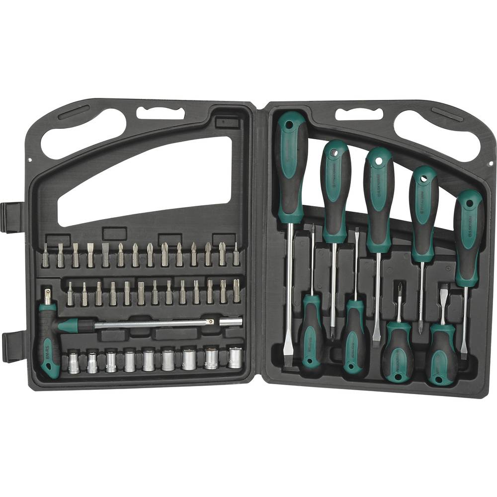 BRÜDER MANNESMANN Tool Set - 47-Piece - Chrome Vanadium Steel - Plastic Case (M11247)