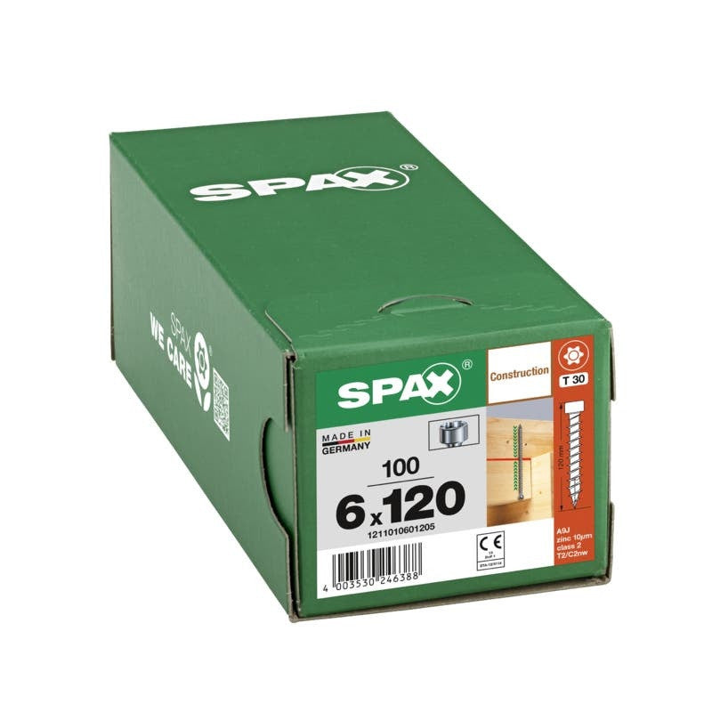 SPAX Wood Construction Screws T30 Cylinder Head WIROX 6 mm x 120 mm 100 pcs. (1211010601205)