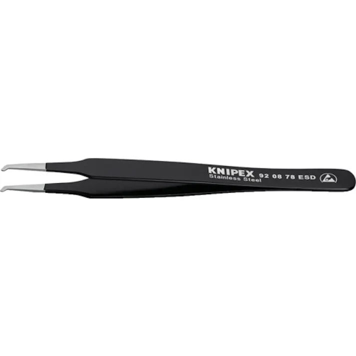 Knipex 92 08 78 ESD - Precision Tweezers - Flat, Curved 45° - 120 mm