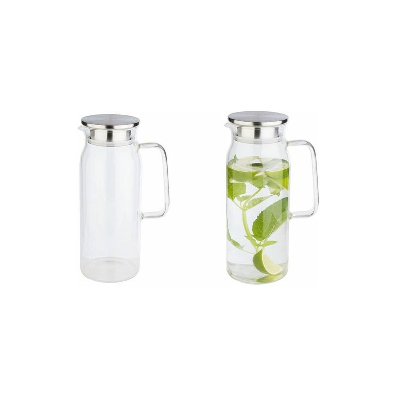 APS Glass Carafe with Lid - 1.5 Liters - Glass/Stainless Steel (10792)