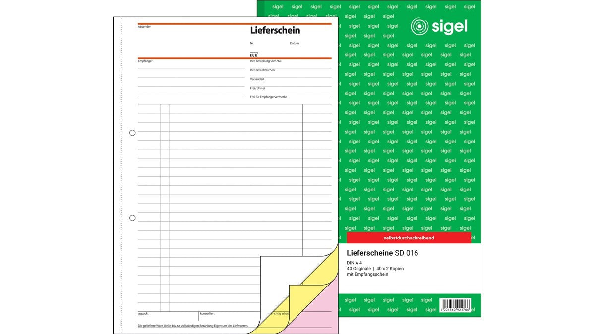 Sigel Delivery Note Book with Receipt, A4, SD - for the market: D (SD016)