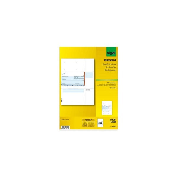Sigel Bank Form "PC Order Check", A4 - for Market: D (ZV535)