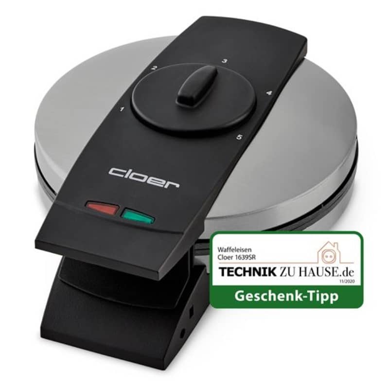 Cloer 1639SR Waffle Iron - 5 Waffles - Black Stainless Steel
