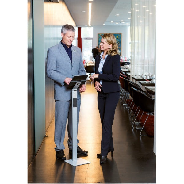 DURABLE Tablet Holder Floor Tray Stand Aluminum, Steel, ABS Plastic Silver (7"-13") Standing (893223)