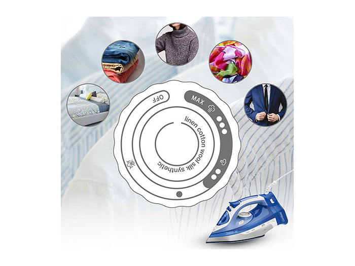 Clatronic DB 3706 Dry & Steam Iron Ceramic Sole Blue - White 2400 W 263858