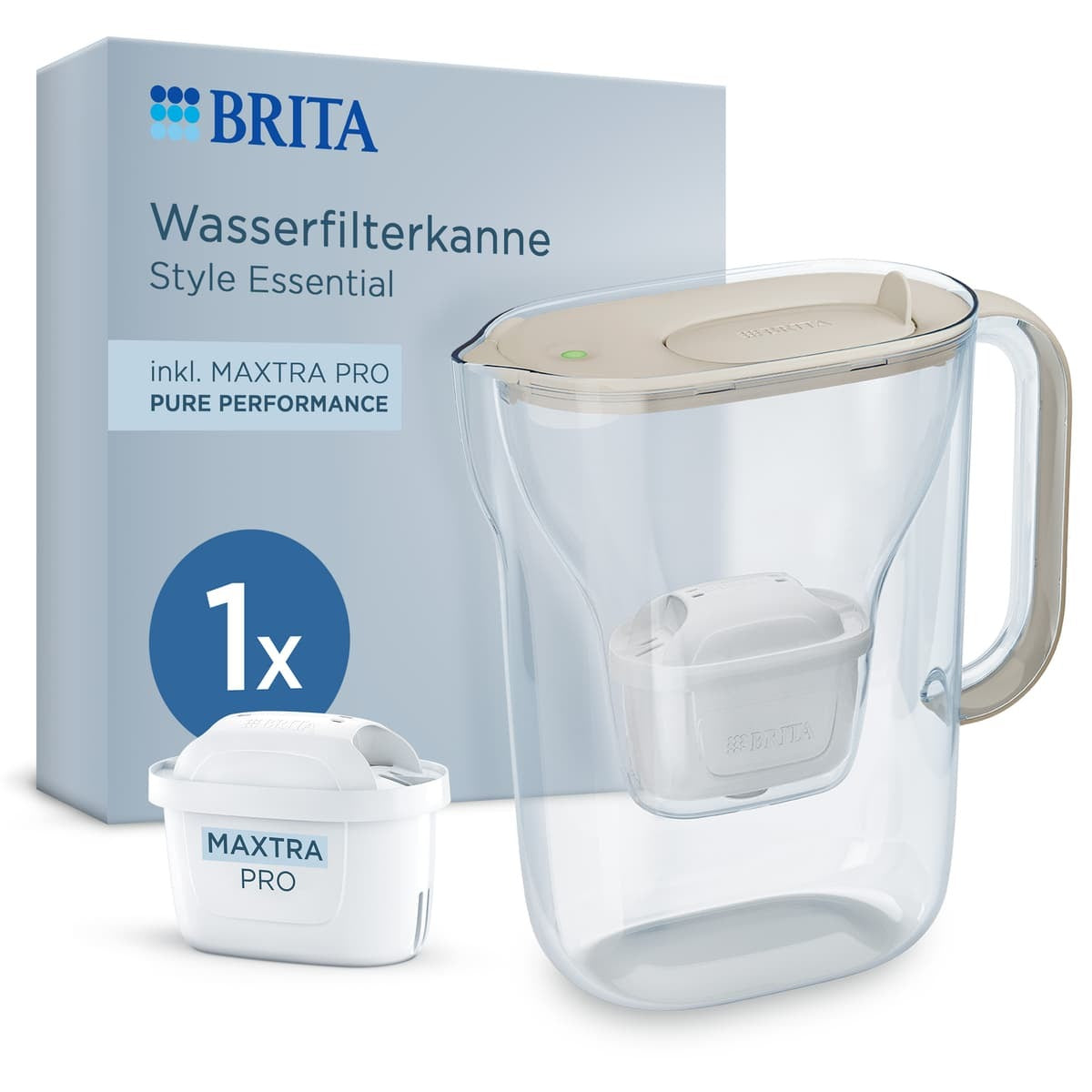 BRITA Style Essential Water Filter Jug - Cream - 150 Litres Capacity - 1057794