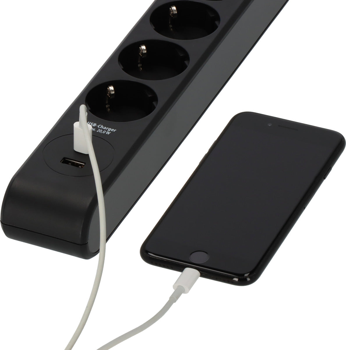 Brennenstuhl Power Strip Black Anthracite 6 Outlets 1x Type C PD 20W 1x USB A 20W