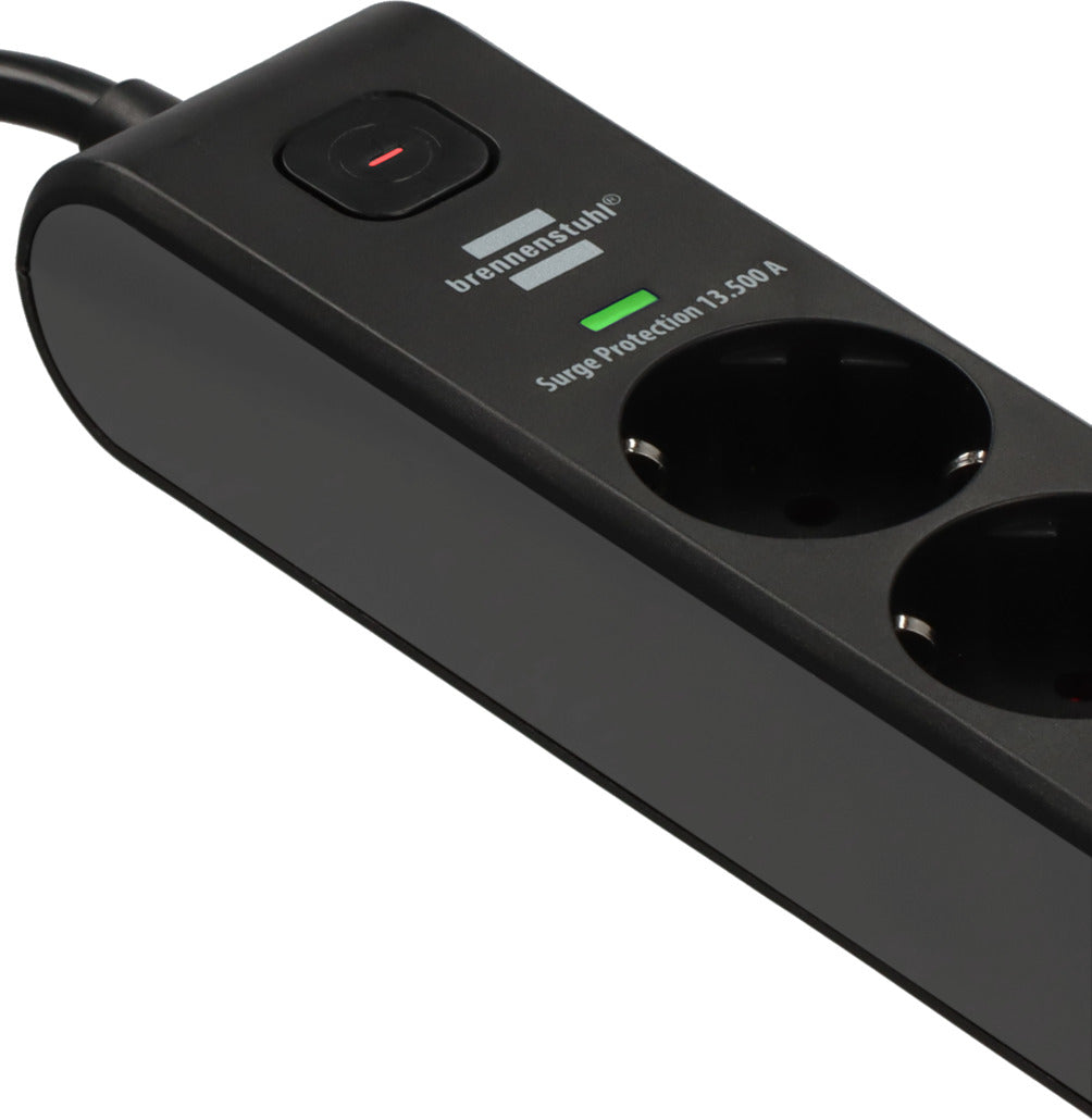 Brennenstuhl Power Strip Black Anthracite 6 Outlets 1x Type C PD 20W 1x USB A 20W