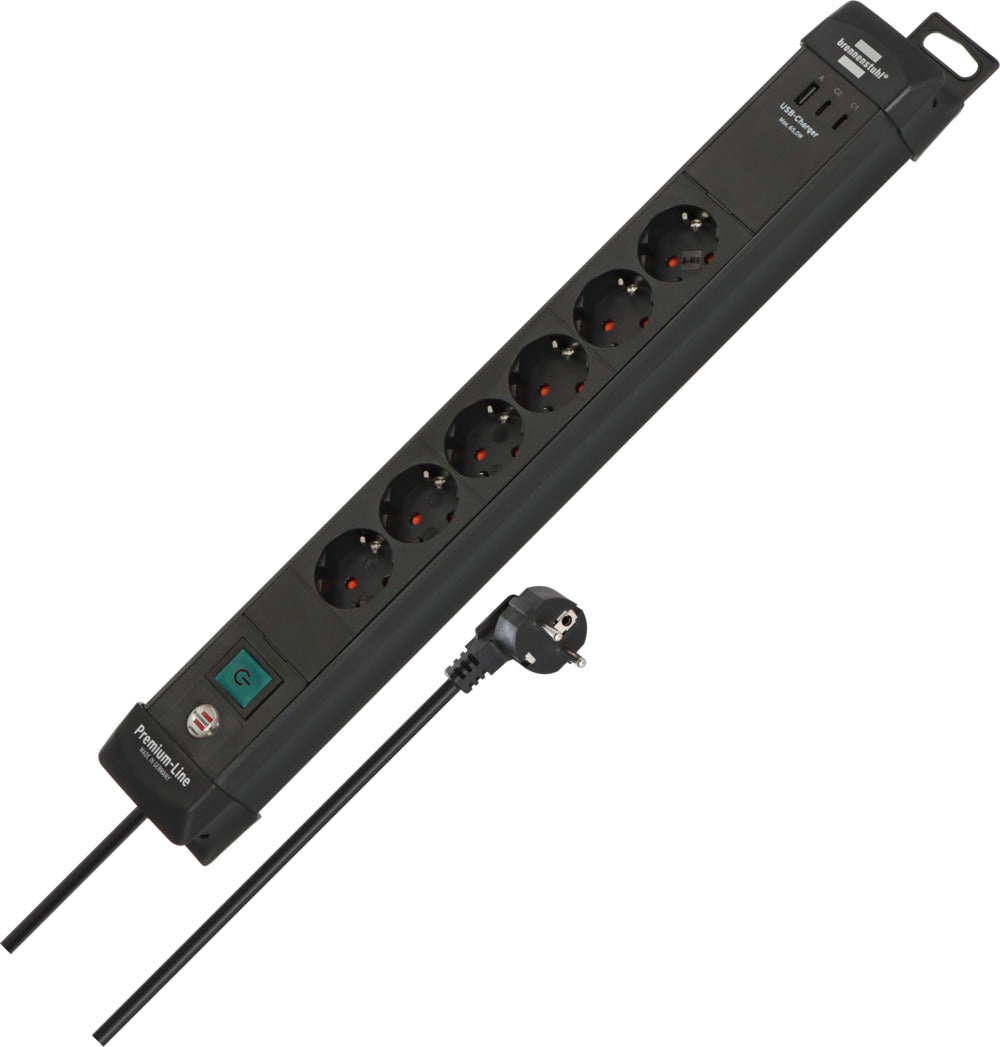 Brennenstuhl Power Strip 6-way Black 3 m Cable with USB Ports (1951160613)