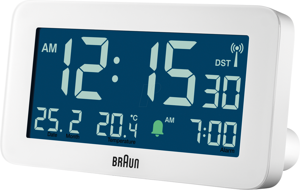 Braun BC10 Digital Alarm Clock - Rectangle - White - LCD (67603)