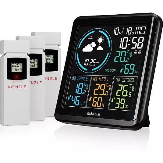 KIENZLE Wireless DCF Weather Station with 3 Outdoor Sensors