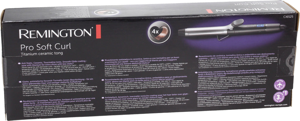 Remington CI6525 Curling Iron - Silver/Black - Pro Soft Curl