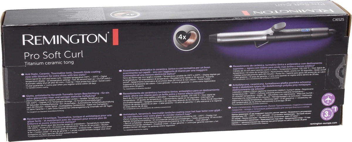 Remington CI6525 Curling Iron - Silver/Black - Pro Soft Curl