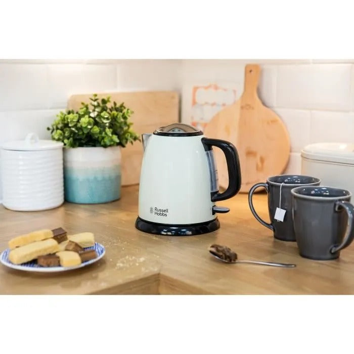 Russell Hobbs Colours Plus+ Mini Kettle 1 L 2400W Cream Plastic Stainless Steel Water Level Indicator