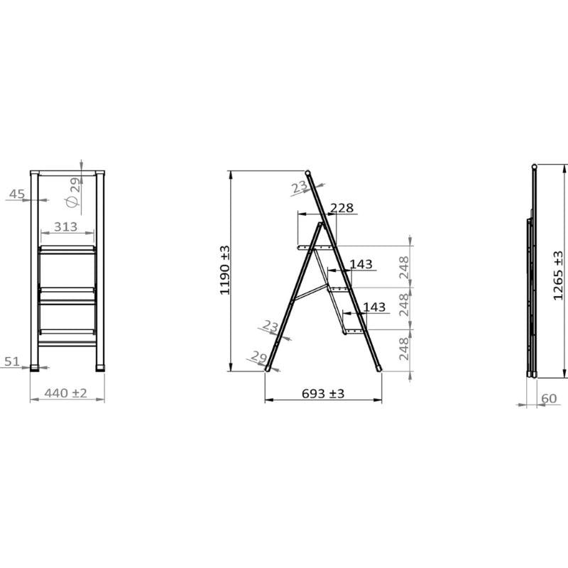 WENKO Aluminum Design Folding Step Ladder 3-Step (601012100)