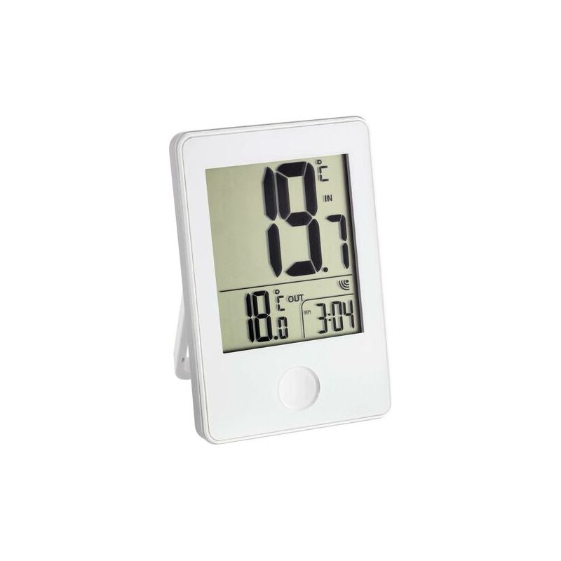 TFA Wireless Thermometer with Clock, White, Model 30-3051-02