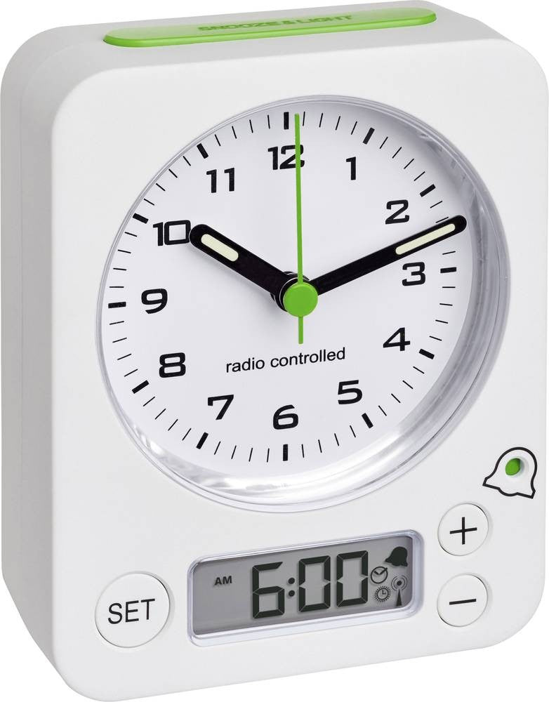 TFA Radio Alarm Clock White Fluorescent Hands 60.1511.02