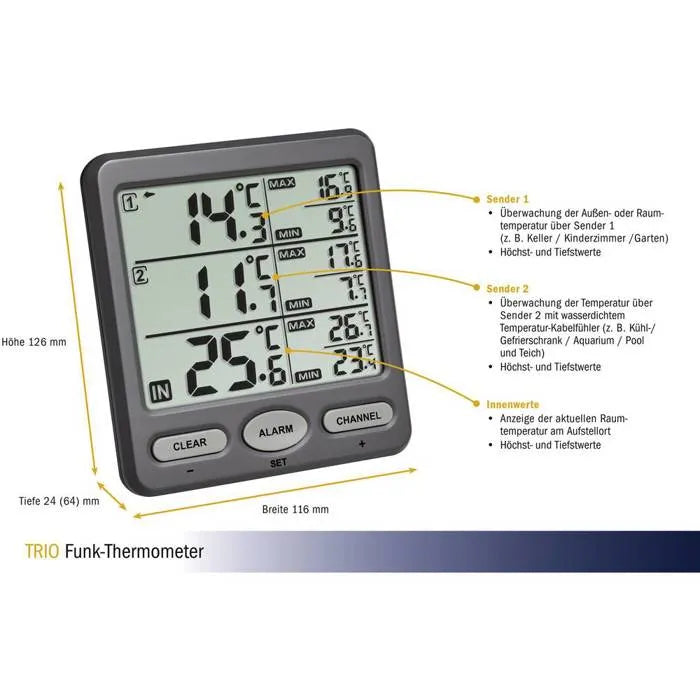 TFA Trio Wireless Thermometer - Model 30.3062.10