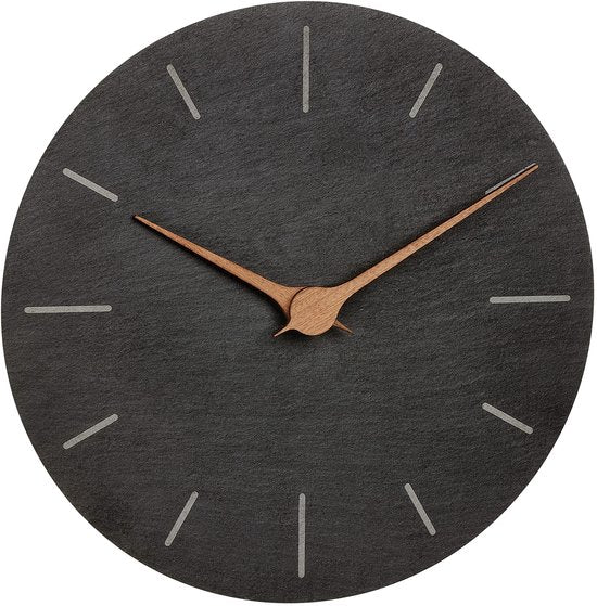 TFA Dostmann 60.3068.10 Quartz Wall Clock, 25 cm, Slate, Silent Movement