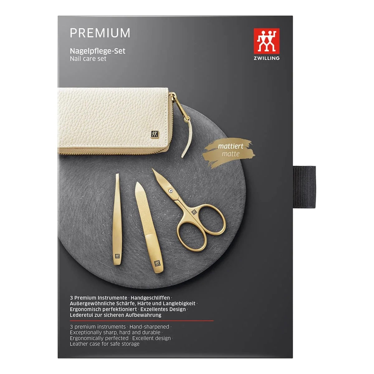 Zwilling 3-Piece Manicure Pedicure Set with Leather Nail Scissors - 97747-001-0