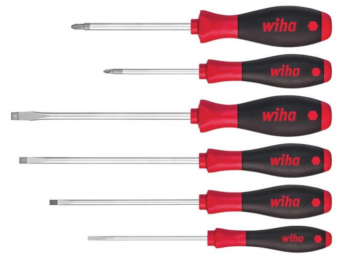 Wiha Workshop Screwdriver Set 6-piece SoftFinish Slotted Phillips Pozidriv (07153)