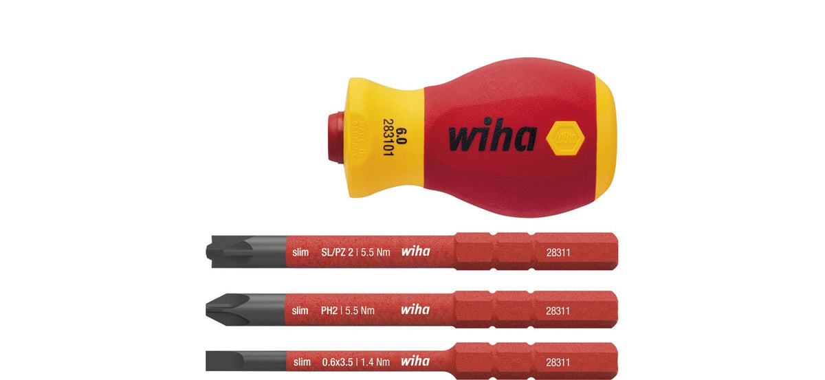 Wiha VDE Stubby Screwdriver Set - 4 Pieces - Insulated SB28310101