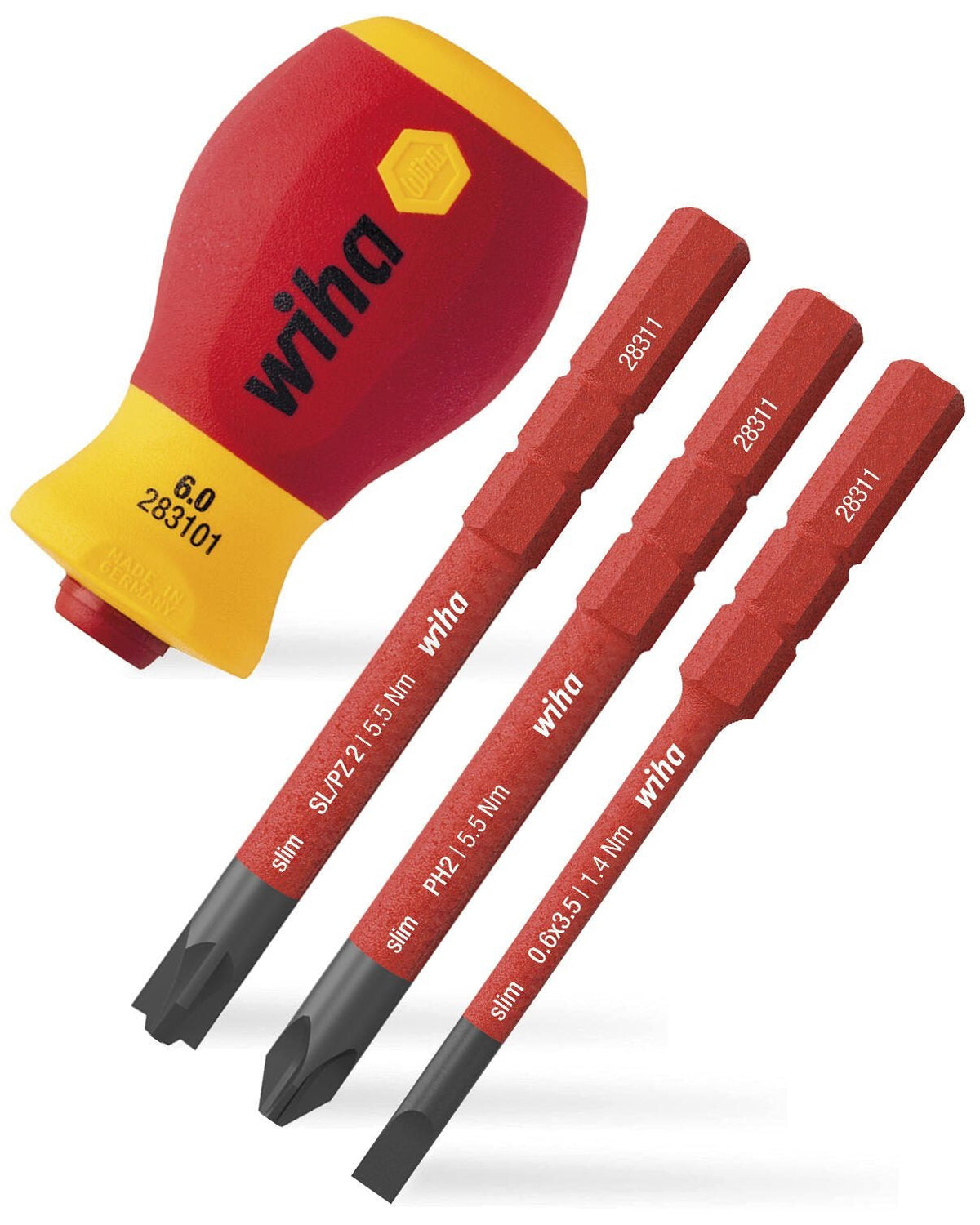 Wiha VDE Stubby Screwdriver Set - 4 Pieces - Insulated SB28310101
