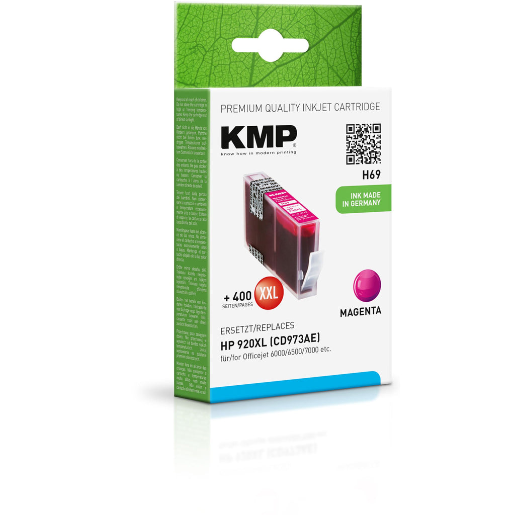 KMP Printer Cartridges Black, Cyan, Magenta, Yellow Compatible with HP 920XL - 4-Pack C2N92AE