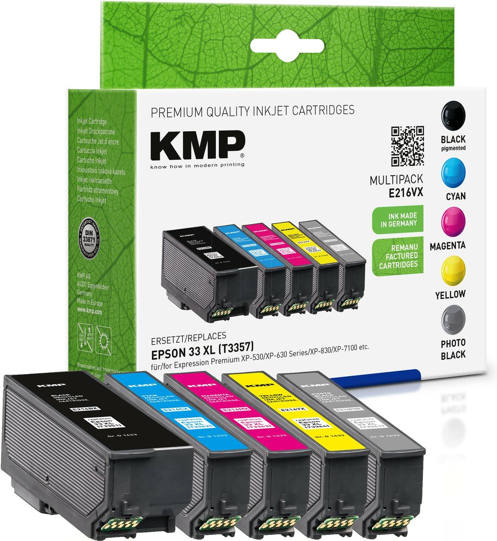 KMP 1633.4055 - Ink Cartridge - Black, Cyan, Magenta, Photo Black, Yellow - High Yield - 25 ml - Epson Expression Premium XP-530/XP-540/XP-630