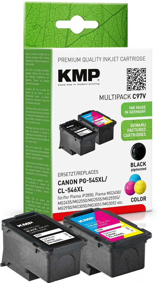 KMP MULTIPACK C97V - 2-Pack - High Yield - Black, Color (Cyan, Magenta, Yellow) - Ink Cartridge - Compatible with Canon PIXMA 8286B001 8288B001