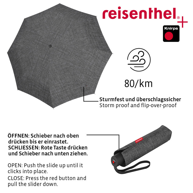 Reisenthel RS7052 Full Size Umbrella - Round - Grey - Polyester - Adult