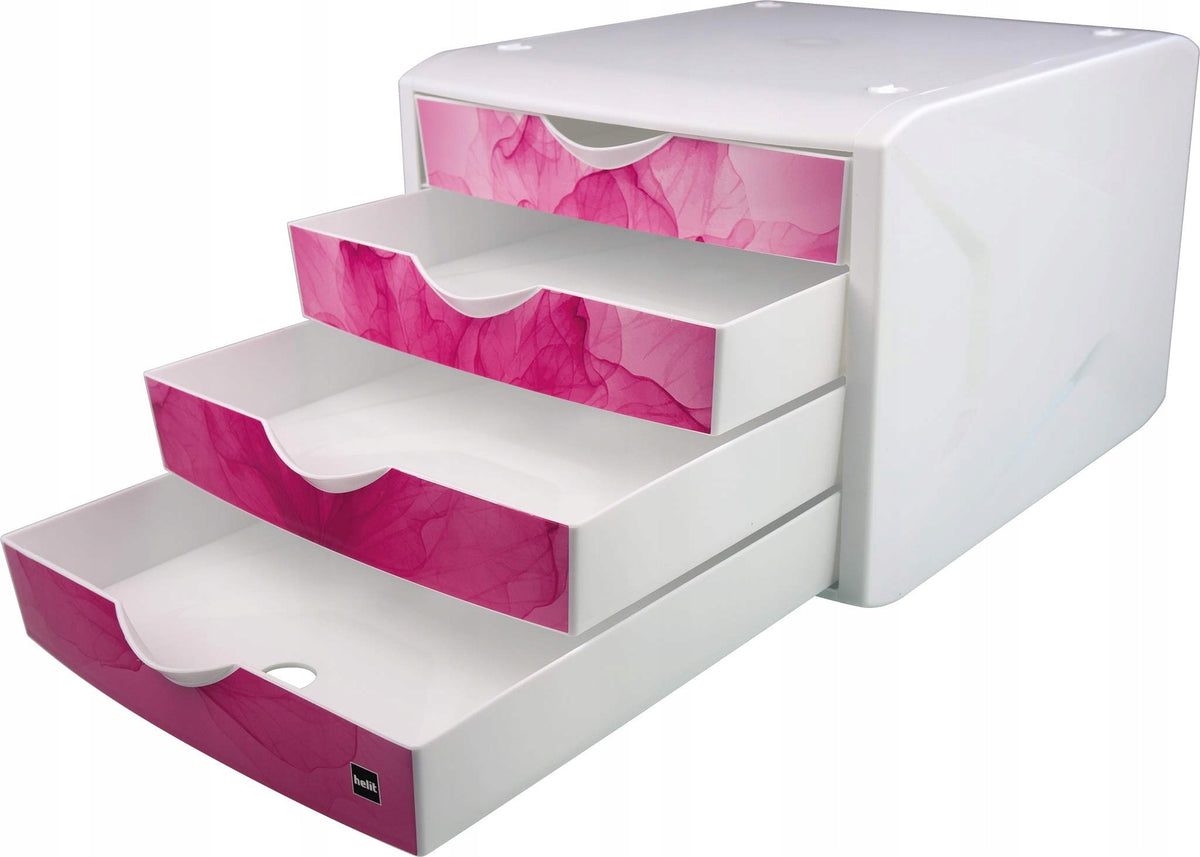 helit Drawer Box - The Chameleon - Raspberry - DIN A4 - 4 Drawers H6129626
