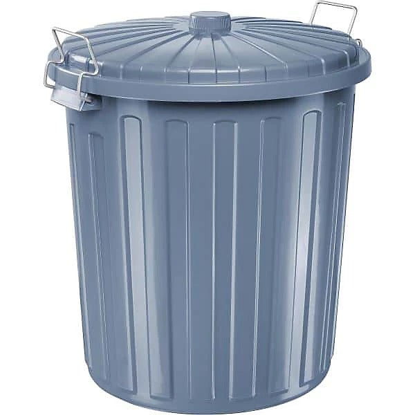 helit Waste Bin with Lid, Grey, 73 L, Opaque Plastic, 2 Metal Clips - 1 Piece (H2405883)
