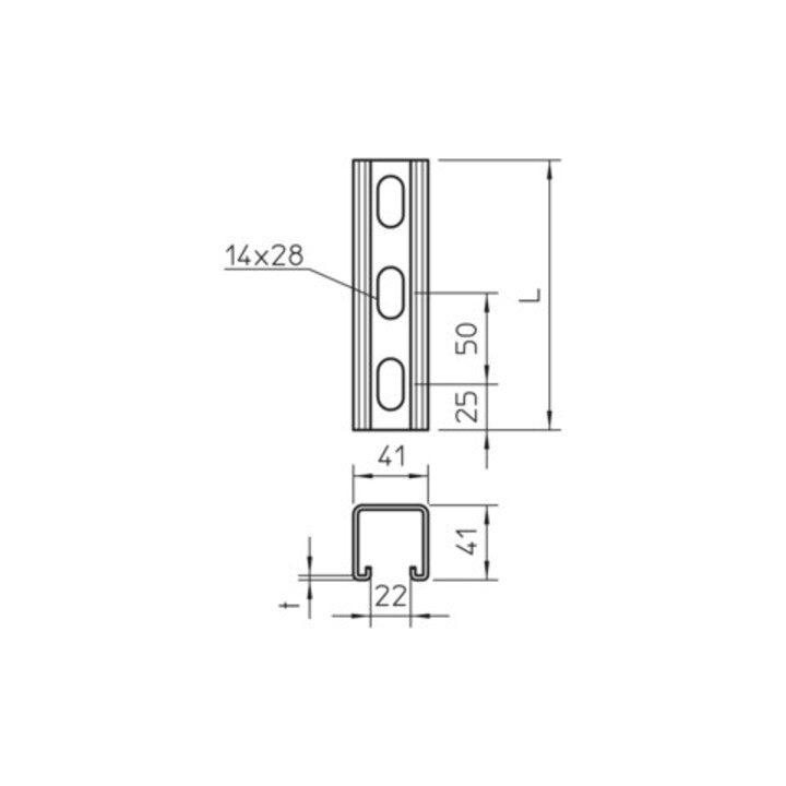 OBO Bettermann Profile Rail with Side Hole MS4141PP03
